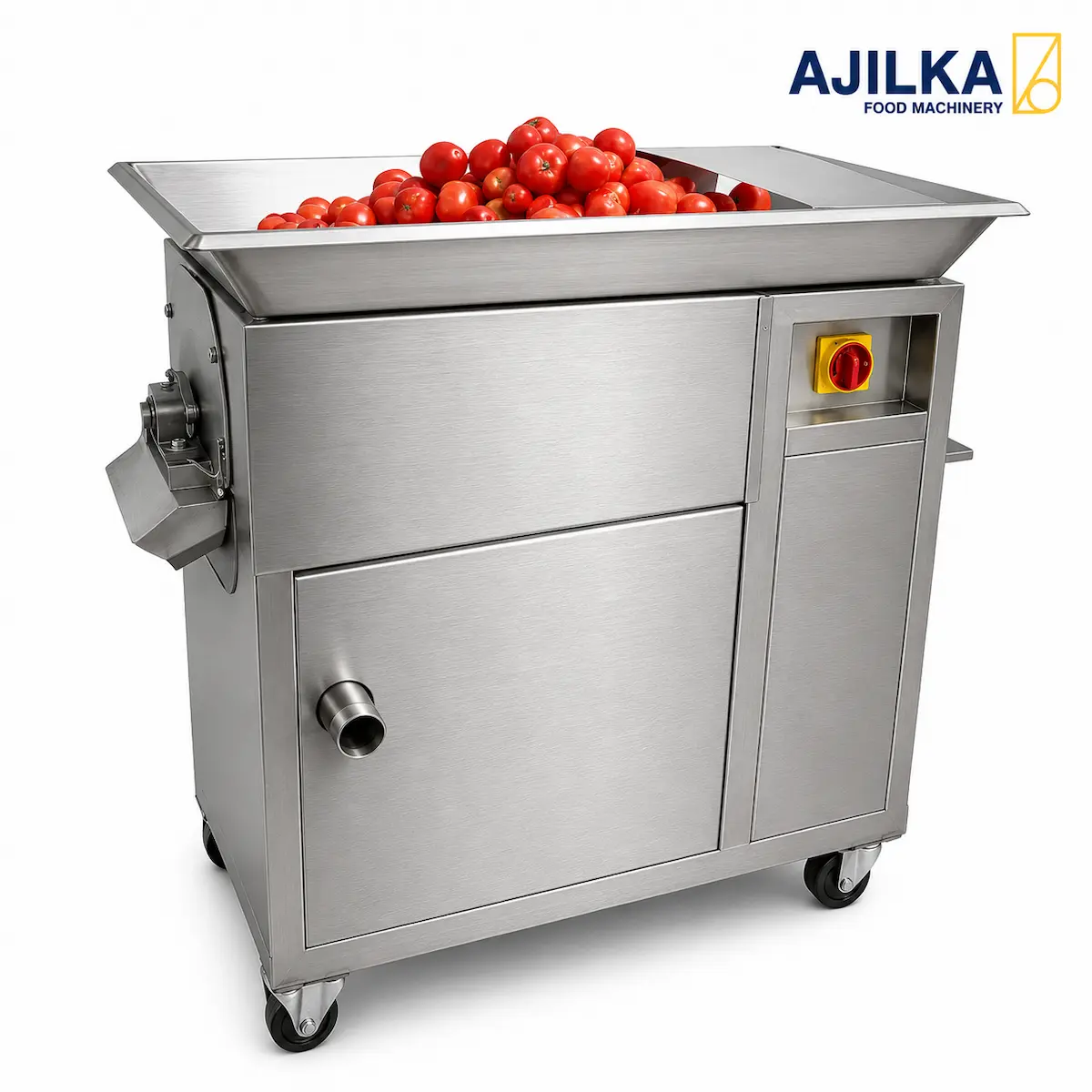 Industrial Tomato Pulp Extractor در تصویر دستگاه آبگیری گوجه صنعتی AJILKA را مشاهده می کنید.